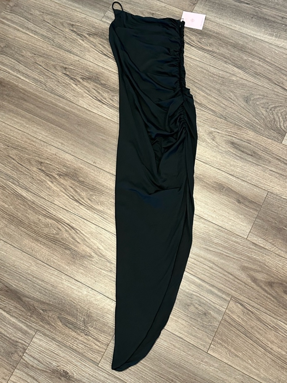 NWT! Hello Molly Taking All Night Black One-Shoulder Maxi Dress with High Slit - Picture 5 of 12